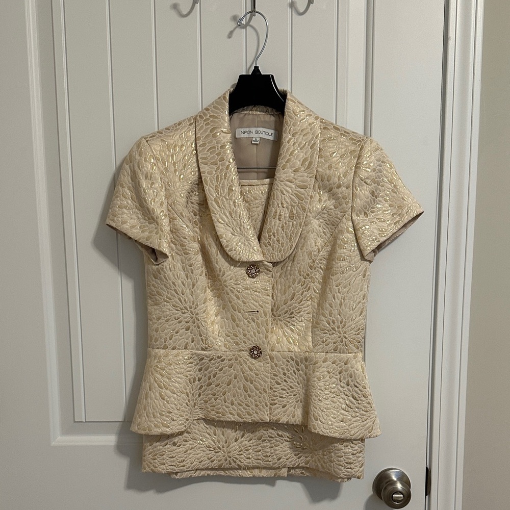 Nipon Boutique Textured Gold Blazer